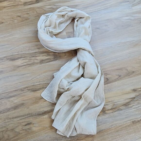 💜Cream & Metallic Gold Speckled Scarf/Wrap - Picture 4 of 7